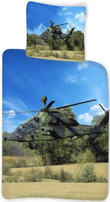 Billede af Sengetøj 140x200 cm - Militær helikopter - Dynebetræk i 100% bomuld - Børnesengetøj hos Shopdyner.dk